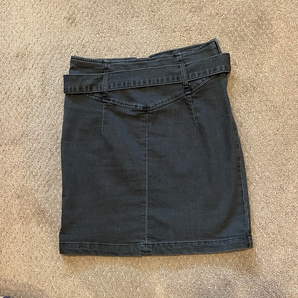 Free People Black Denim Skirt